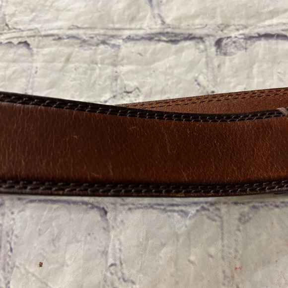 COLUMBIA CHUNKY THICK VINTAGE BROWN BELT STITCHING DETAILS MENS BELT SIZE 40 - Picture 5 of 9